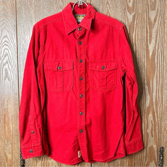 Eddie Bauer Flannel Shirt Mens S Long Sleeve Button Down Outdoor 100% Cotton Red - Picture 1 of 9